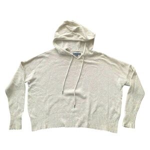American Eagle Knit Cropped Hooded Sweater Oat XS